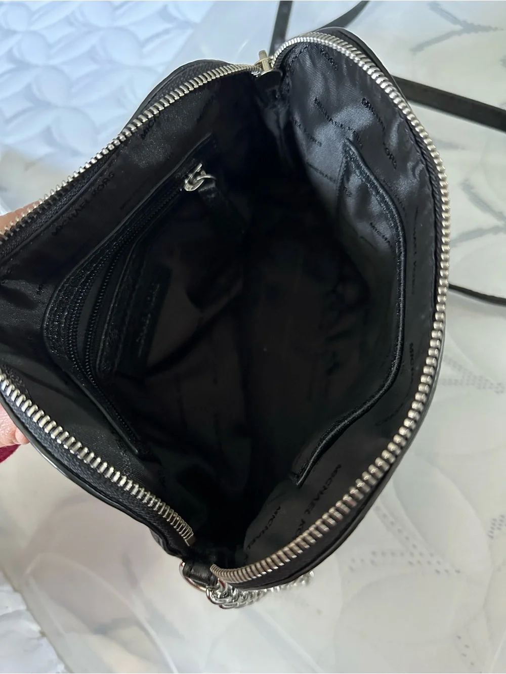 Michael Kors Black Sparkle Crossbody Bag with Chain Strap